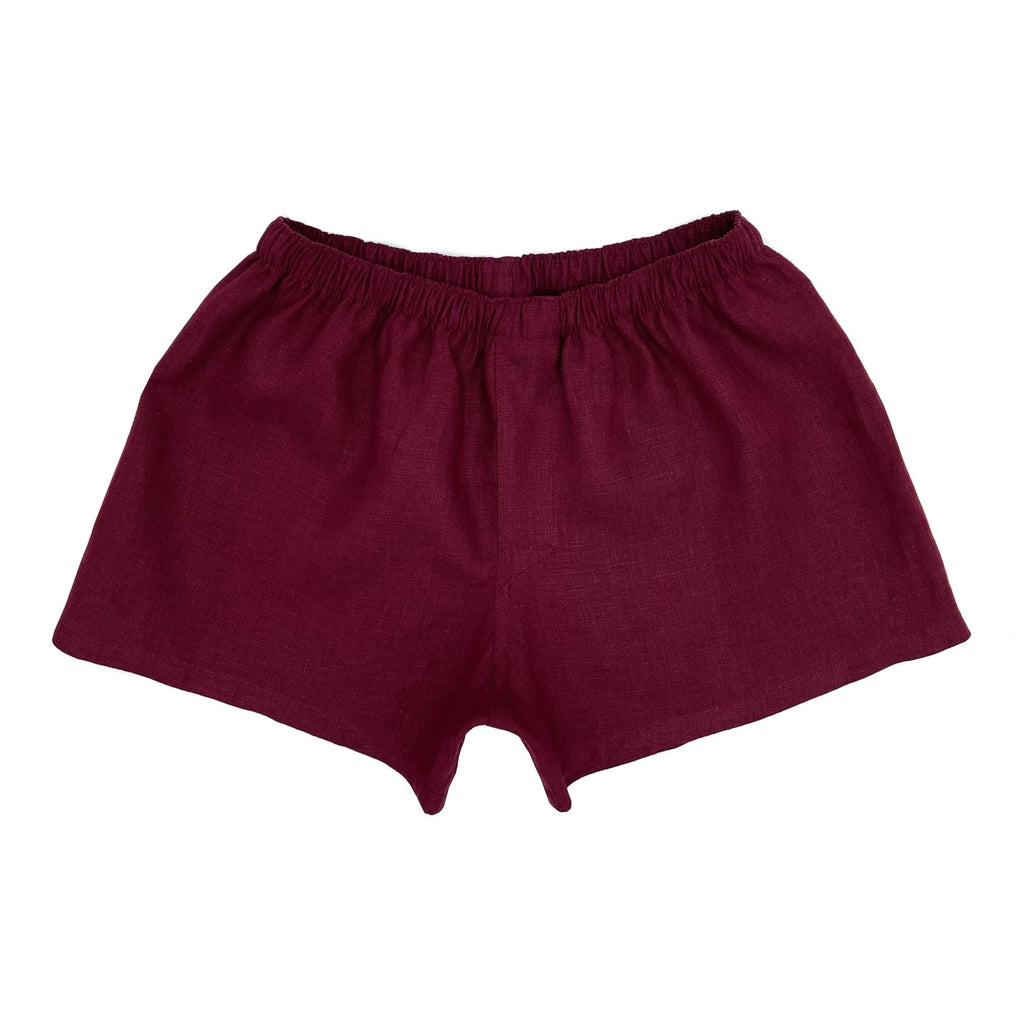 Burgundy Breathable Mens Linen Boxers