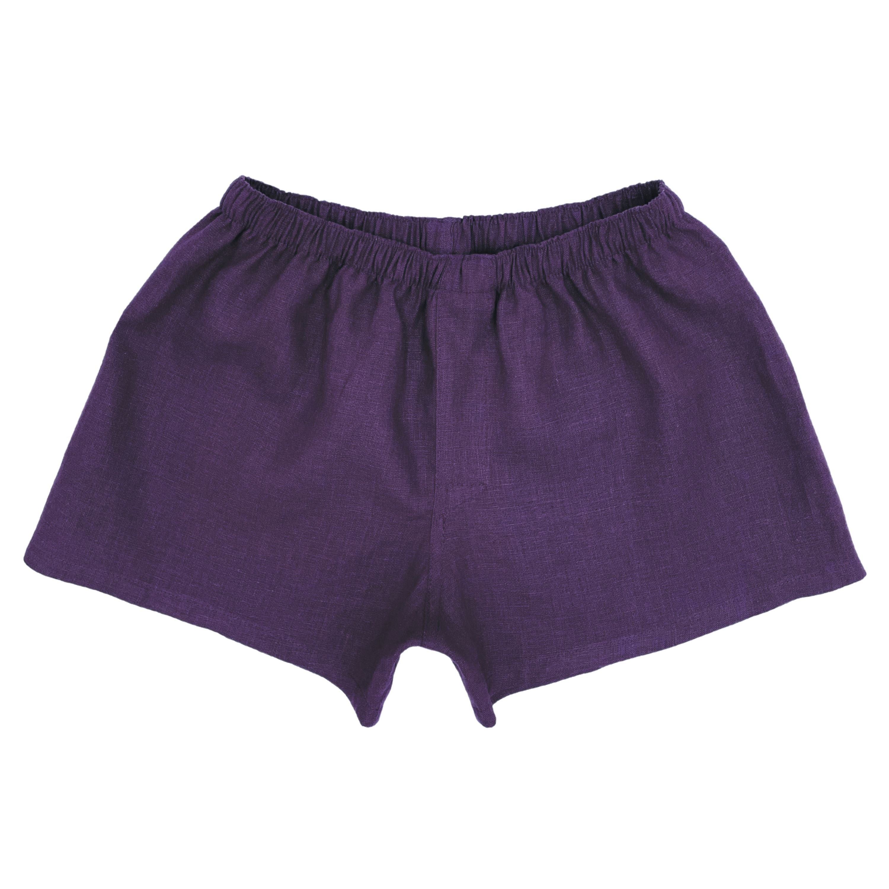 Women’s Plum Linen Boxer Shorts