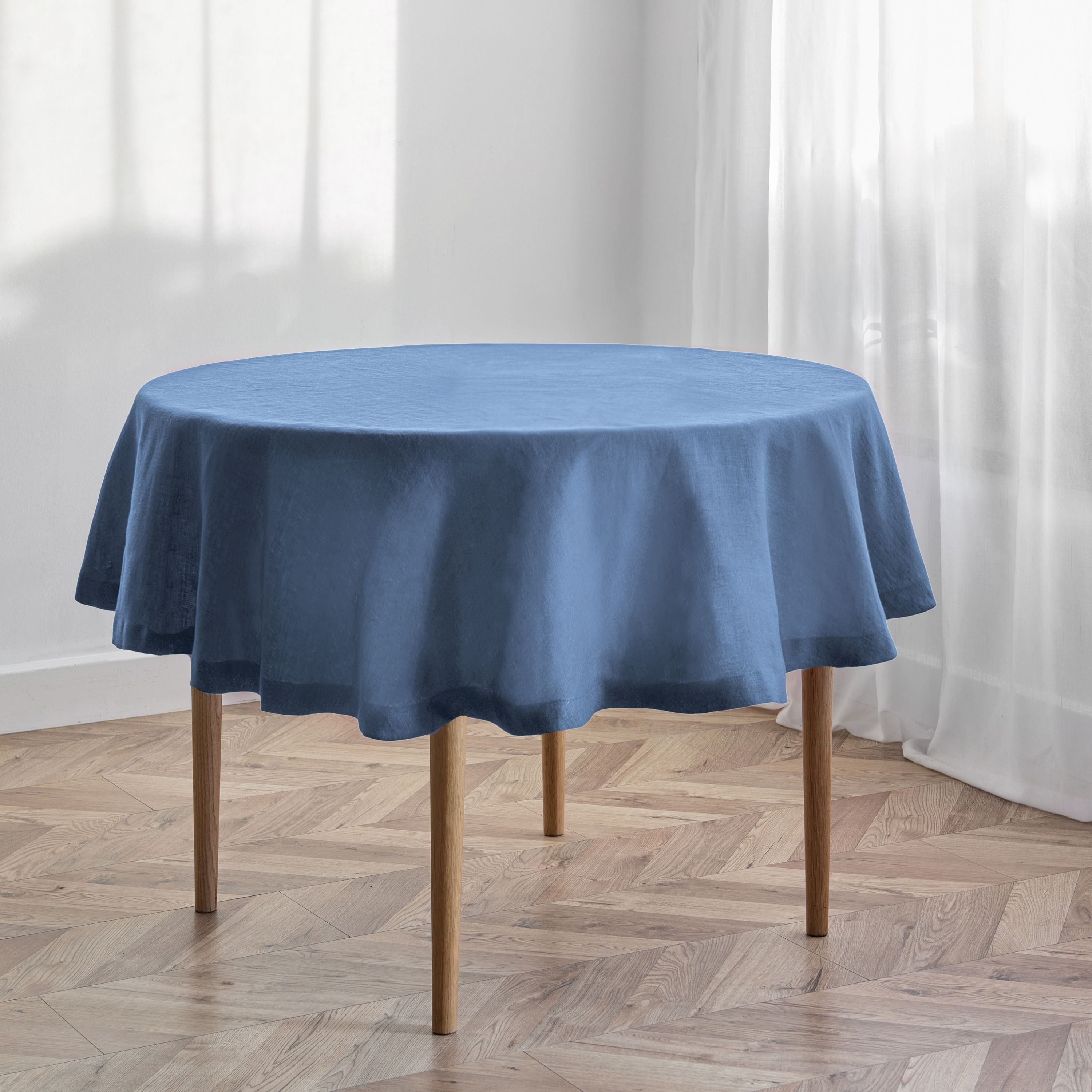 Steel Blue Tablecloth Round