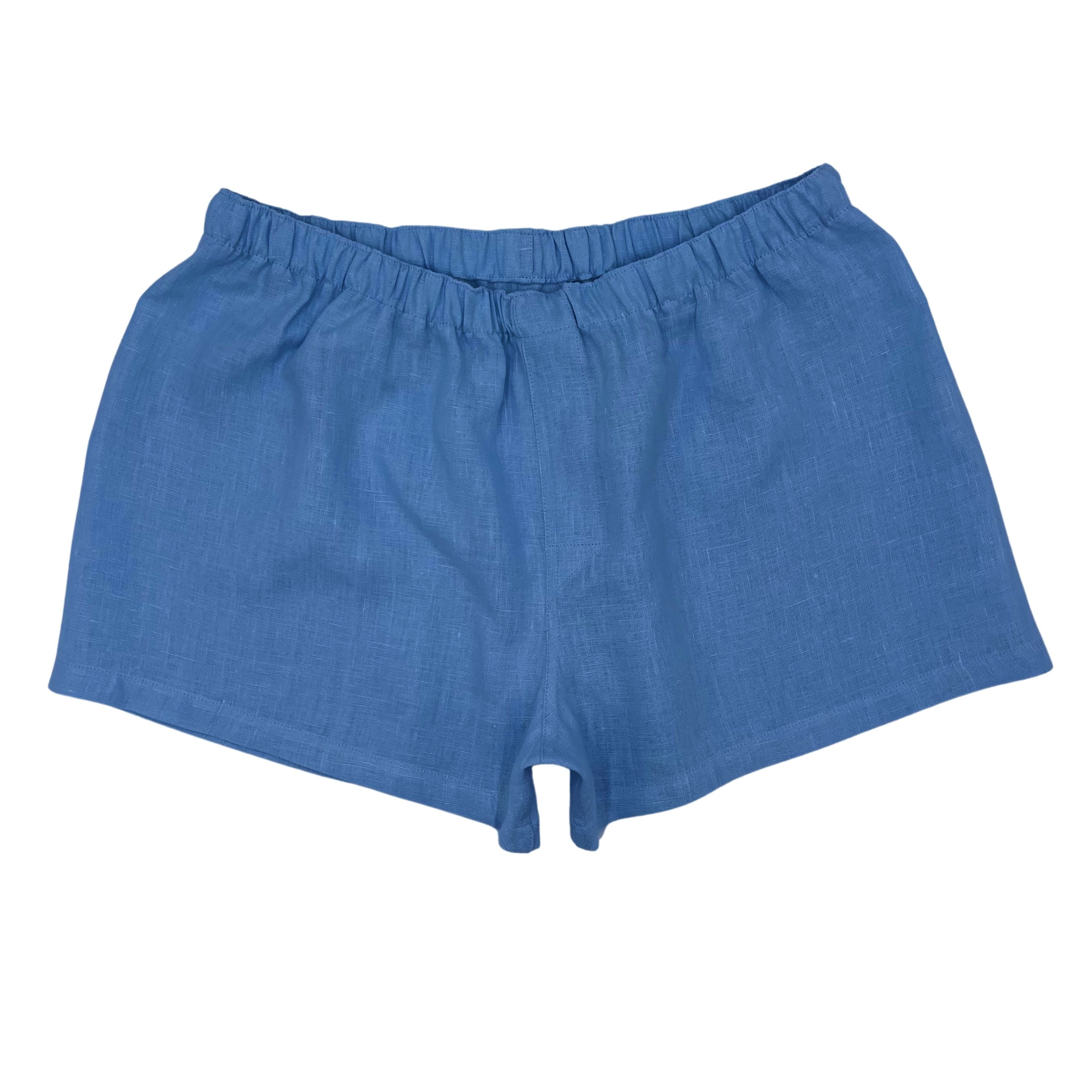 Steel Blue Mens Linen Boxer Shorts