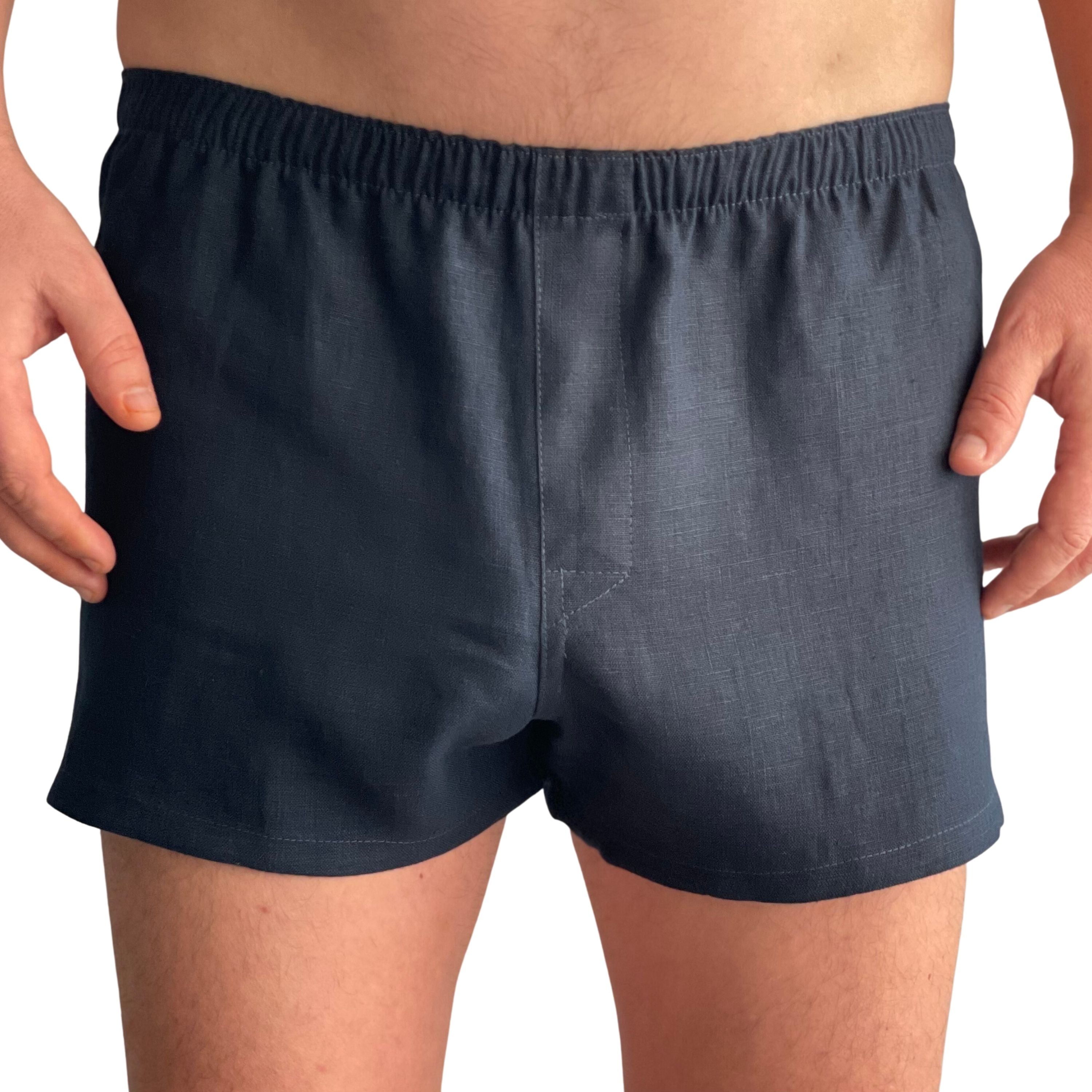Organic Linen Men's Underwear Navy Blue