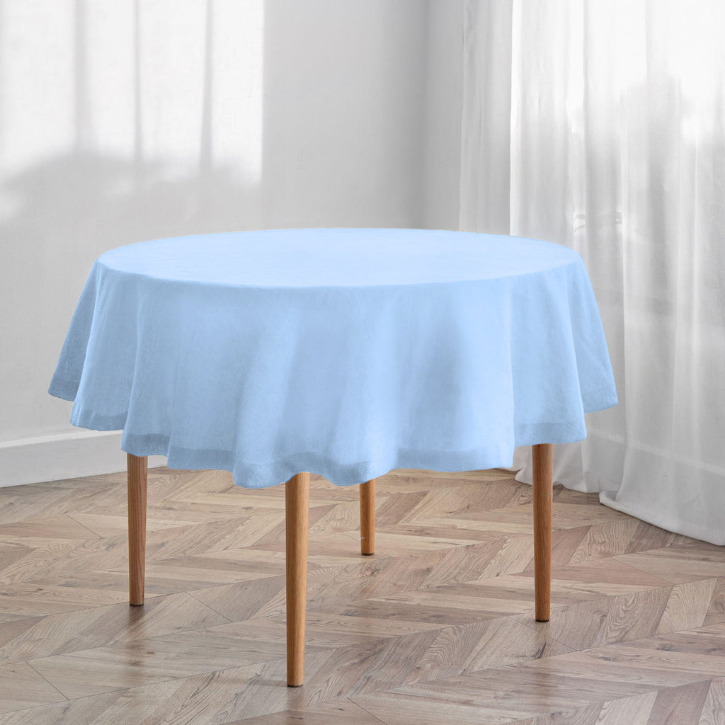 Light Blue Round Linen Tablecloth