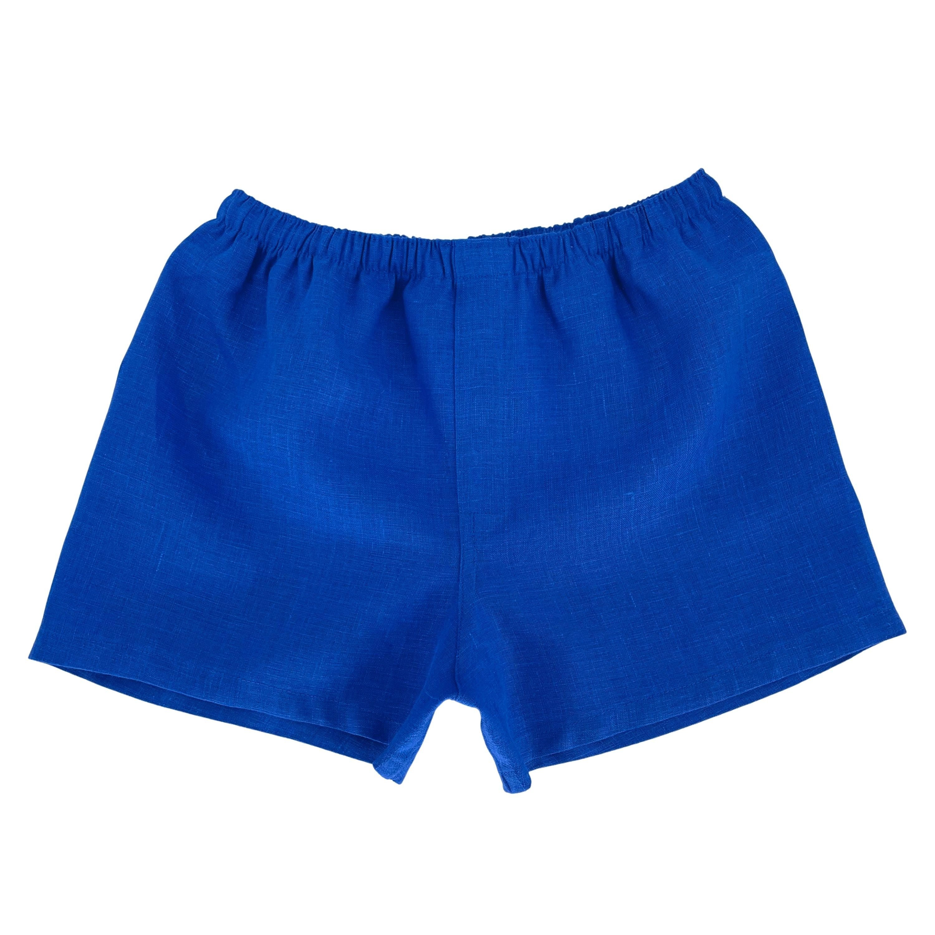 Women’s Royal Blue Linen Boxer Shorts