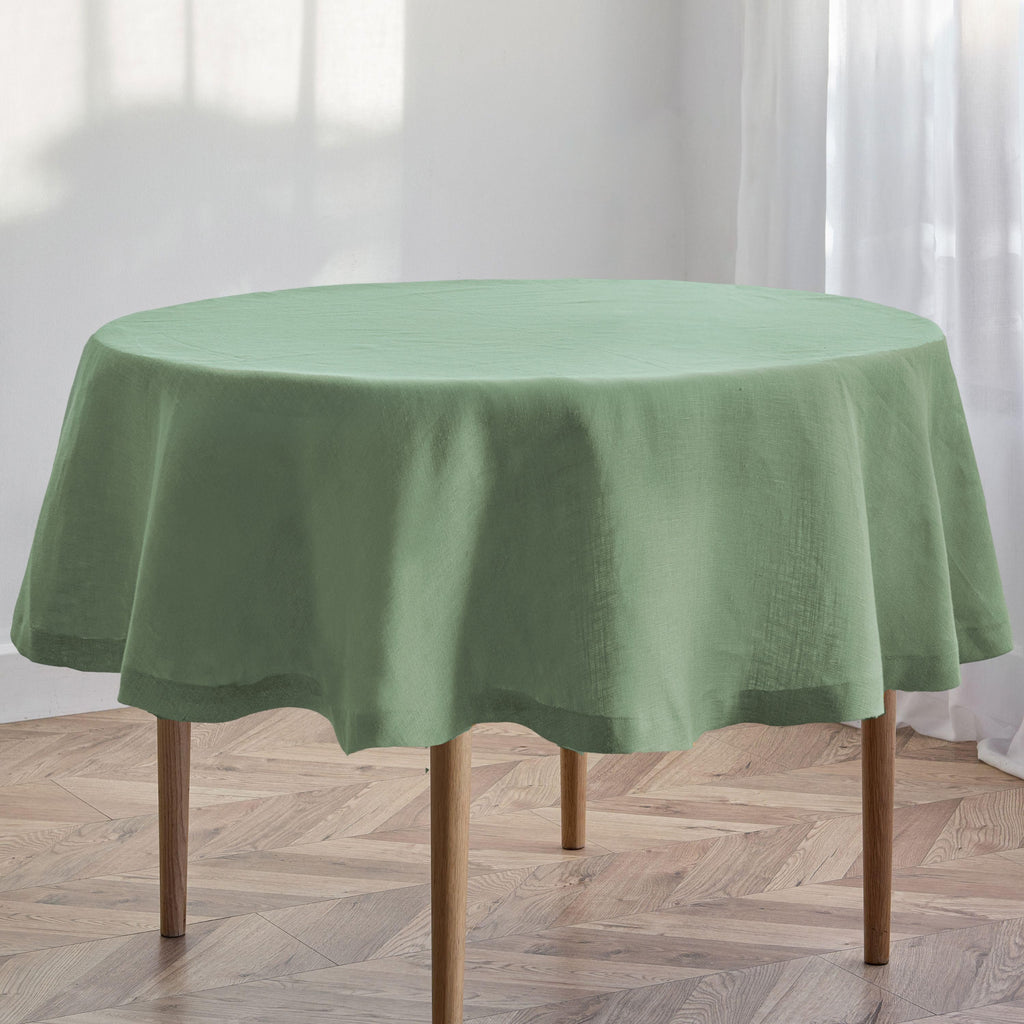Sage Green Linen Round Tablecloth