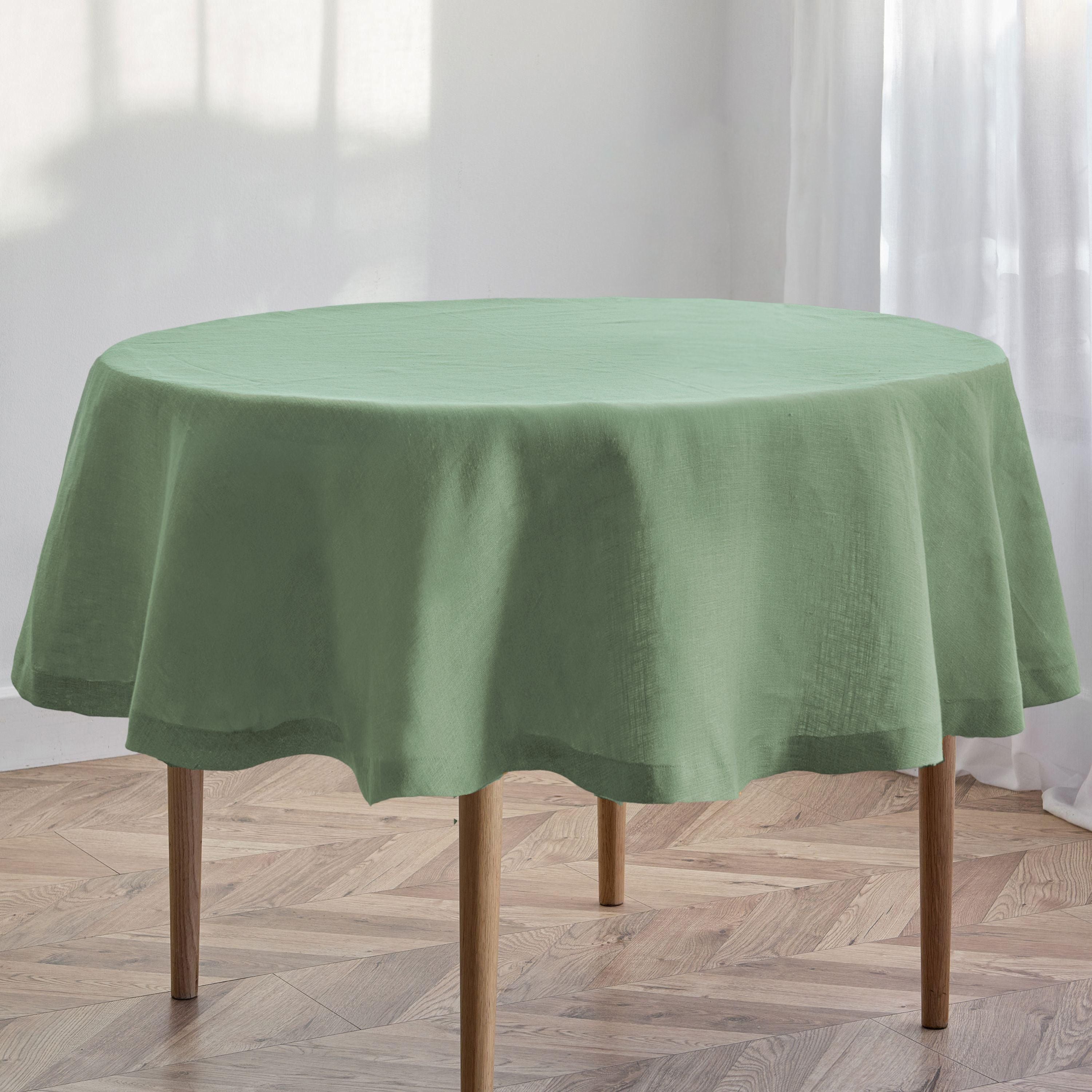 Sage Green Linen Round Tablecloth
