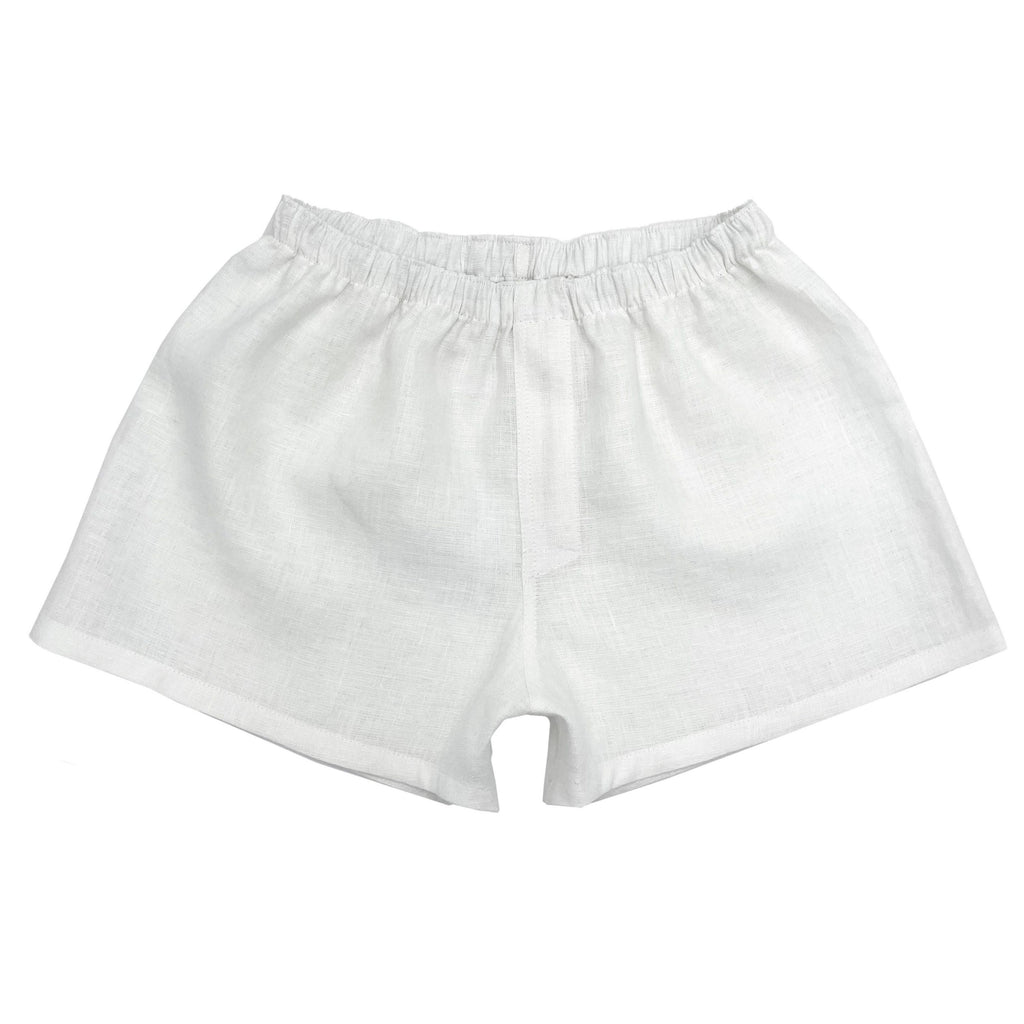 Women`s White Linen Boxer Shorts