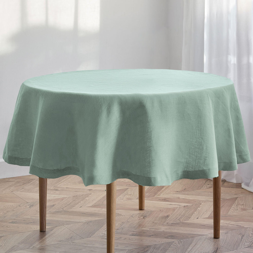 Dusty Sage Linen Round Tablecloth