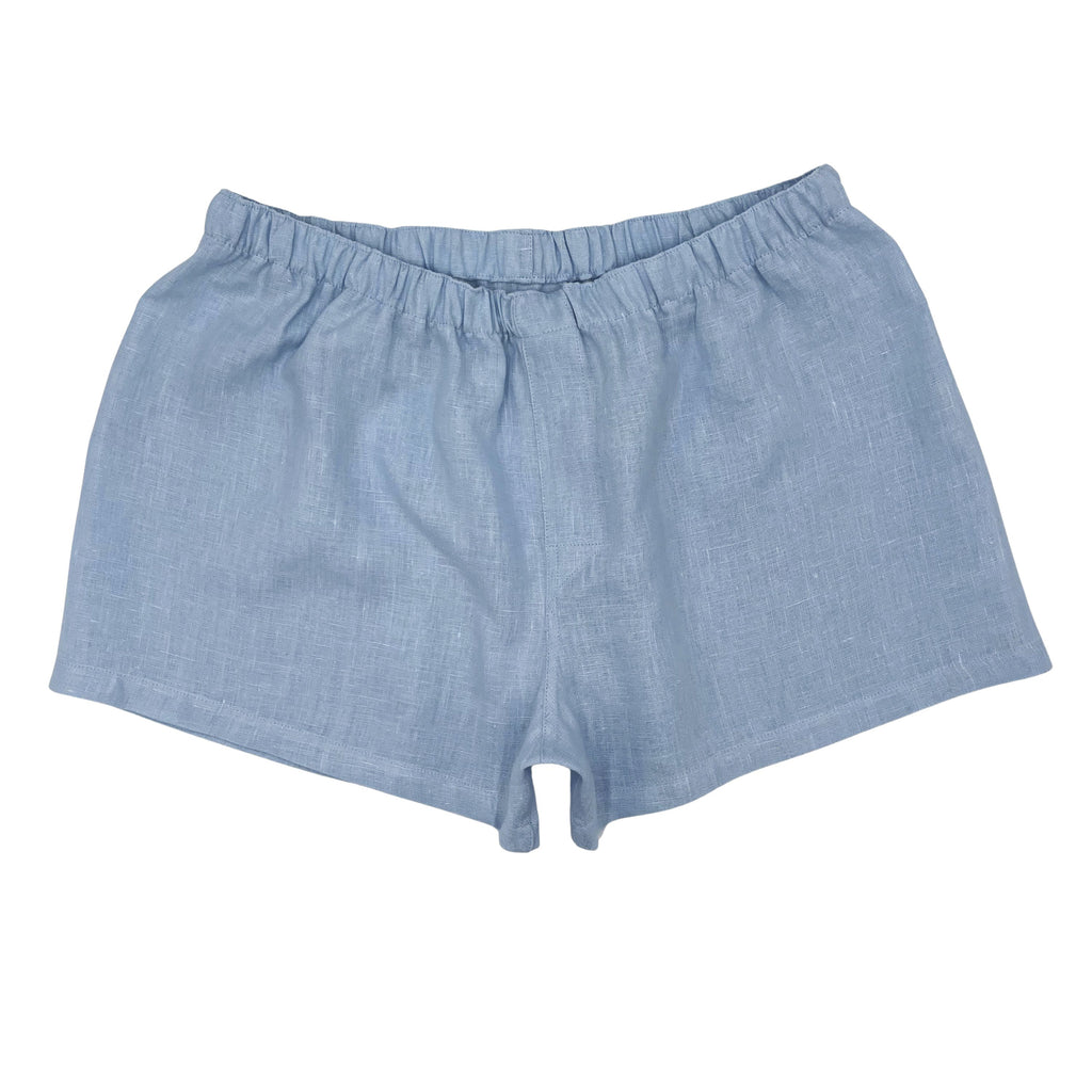 Women’s Dusty Blue Linen Boxer Shorts