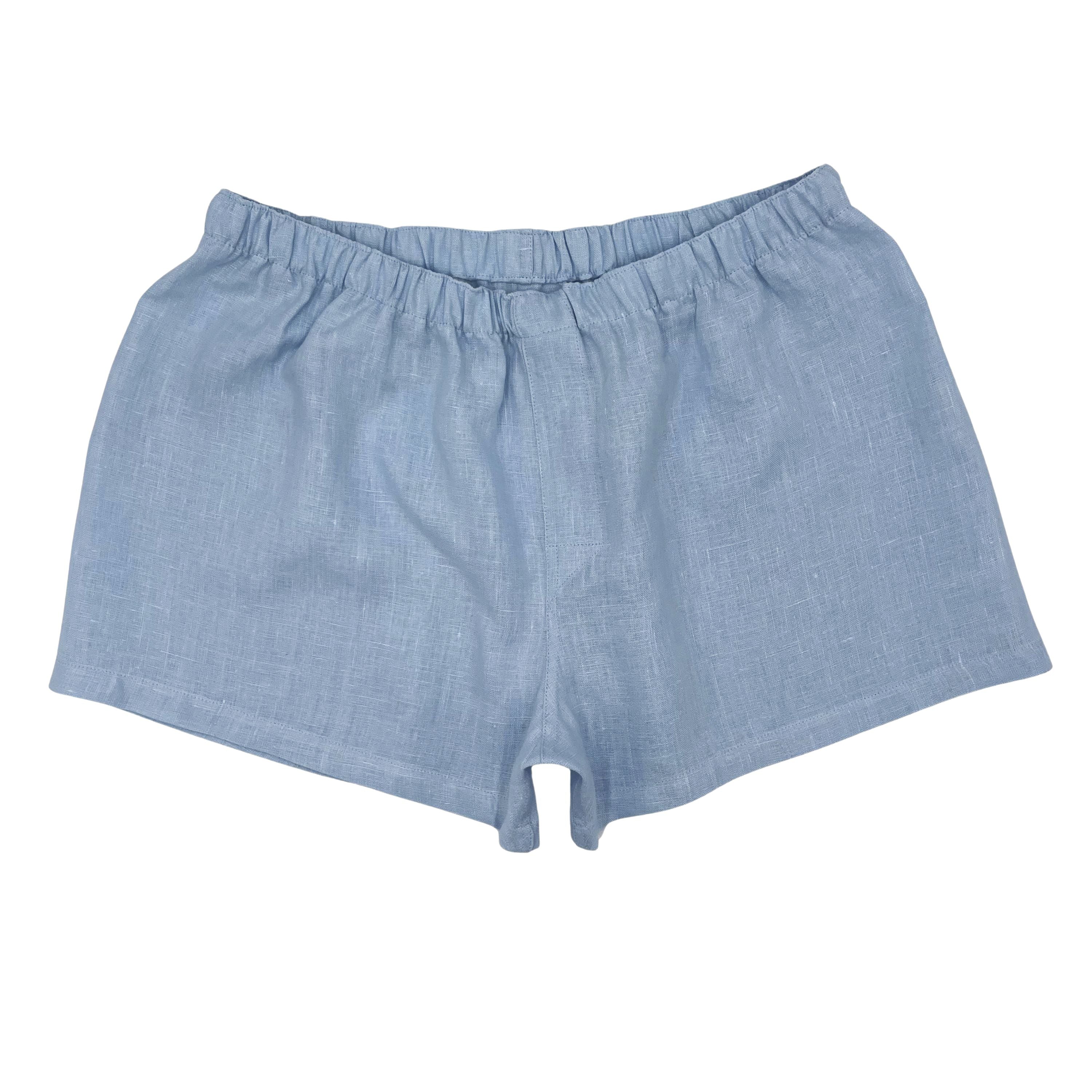 Women’s Dusty Blue Linen Boxer Shorts