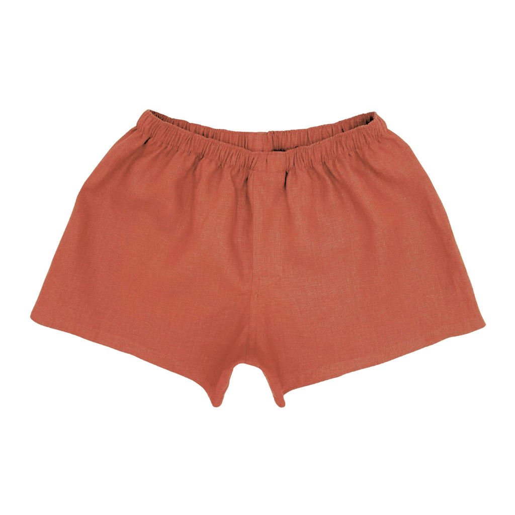 Burnt Orange Mens Linen Boxer Shorts