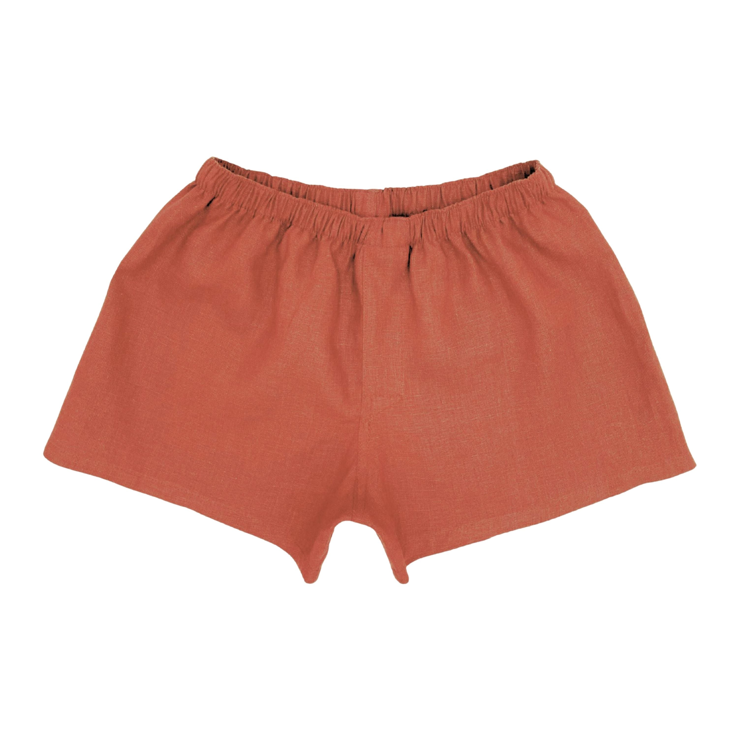 Burnt Orange Mens Linen Boxer Shorts