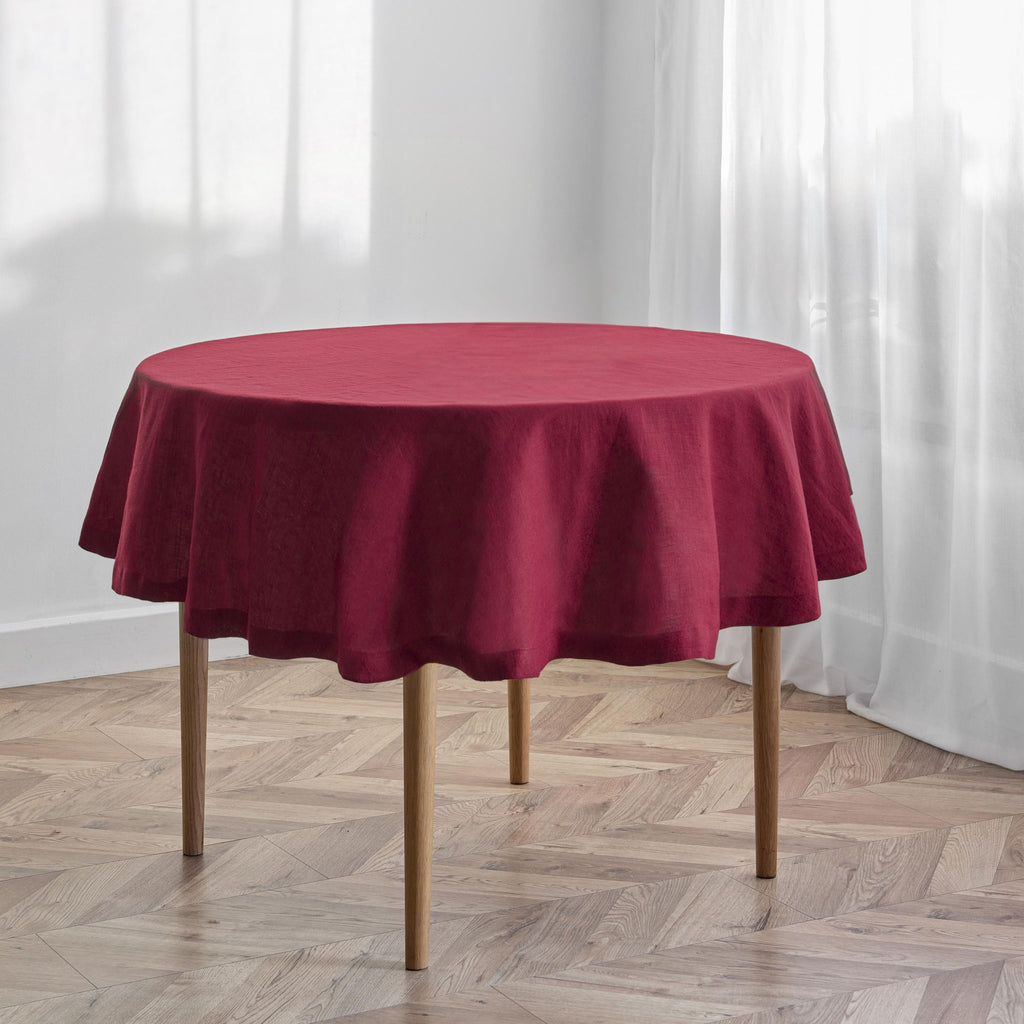 Burgundy Linen Round Table Cloths