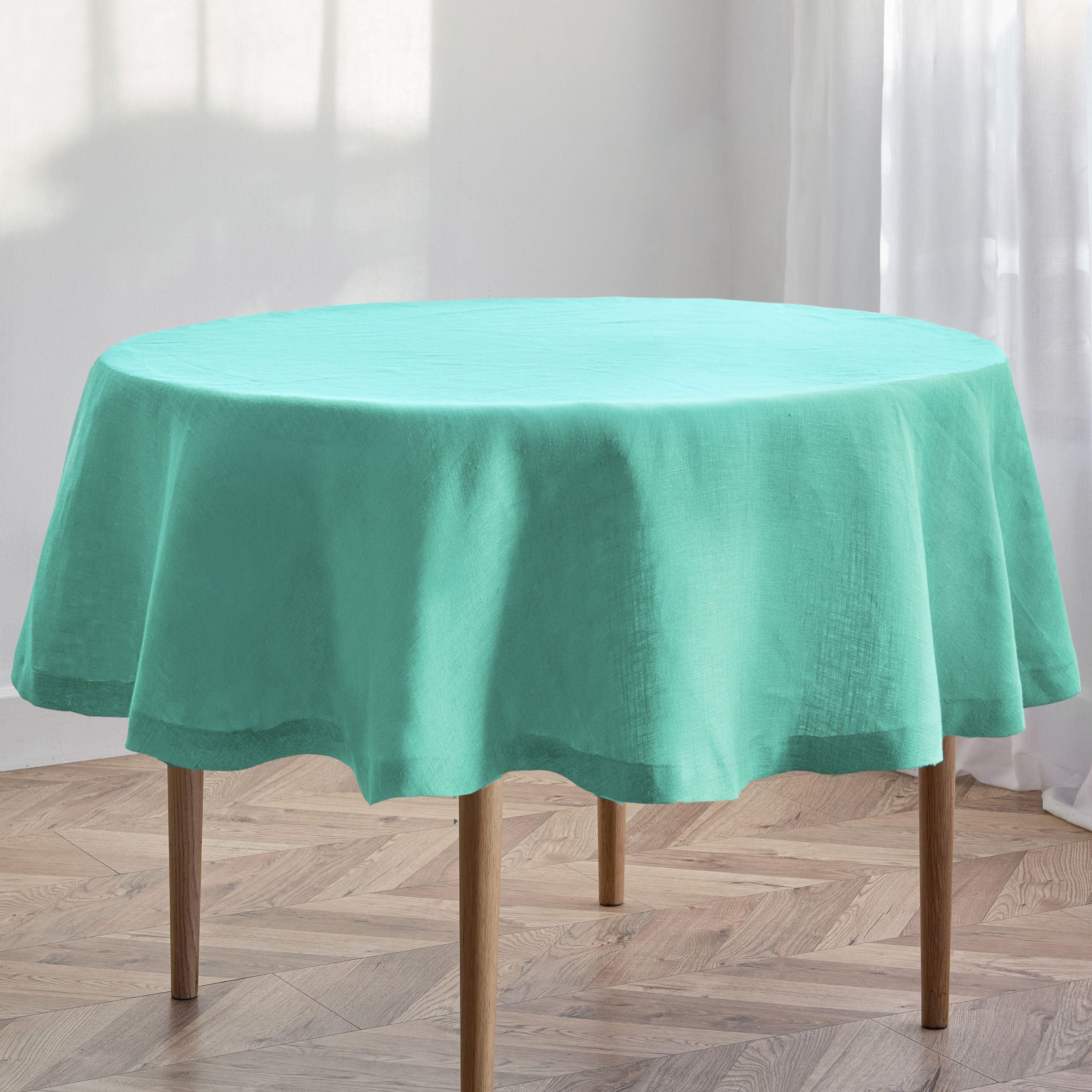 Mint Round Linen Tablecloths