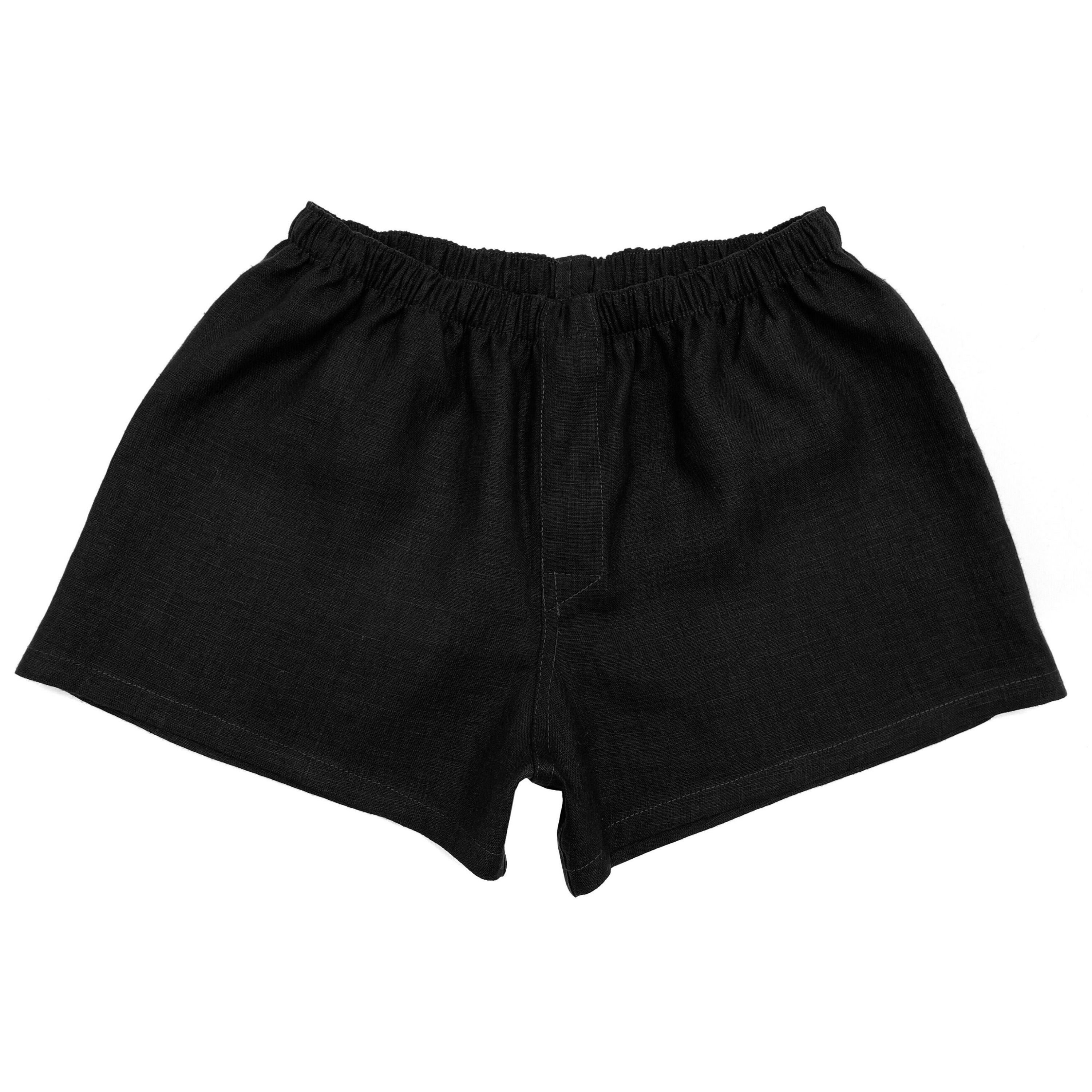 Low-Heat Black Linen Boxer Shorts for Men