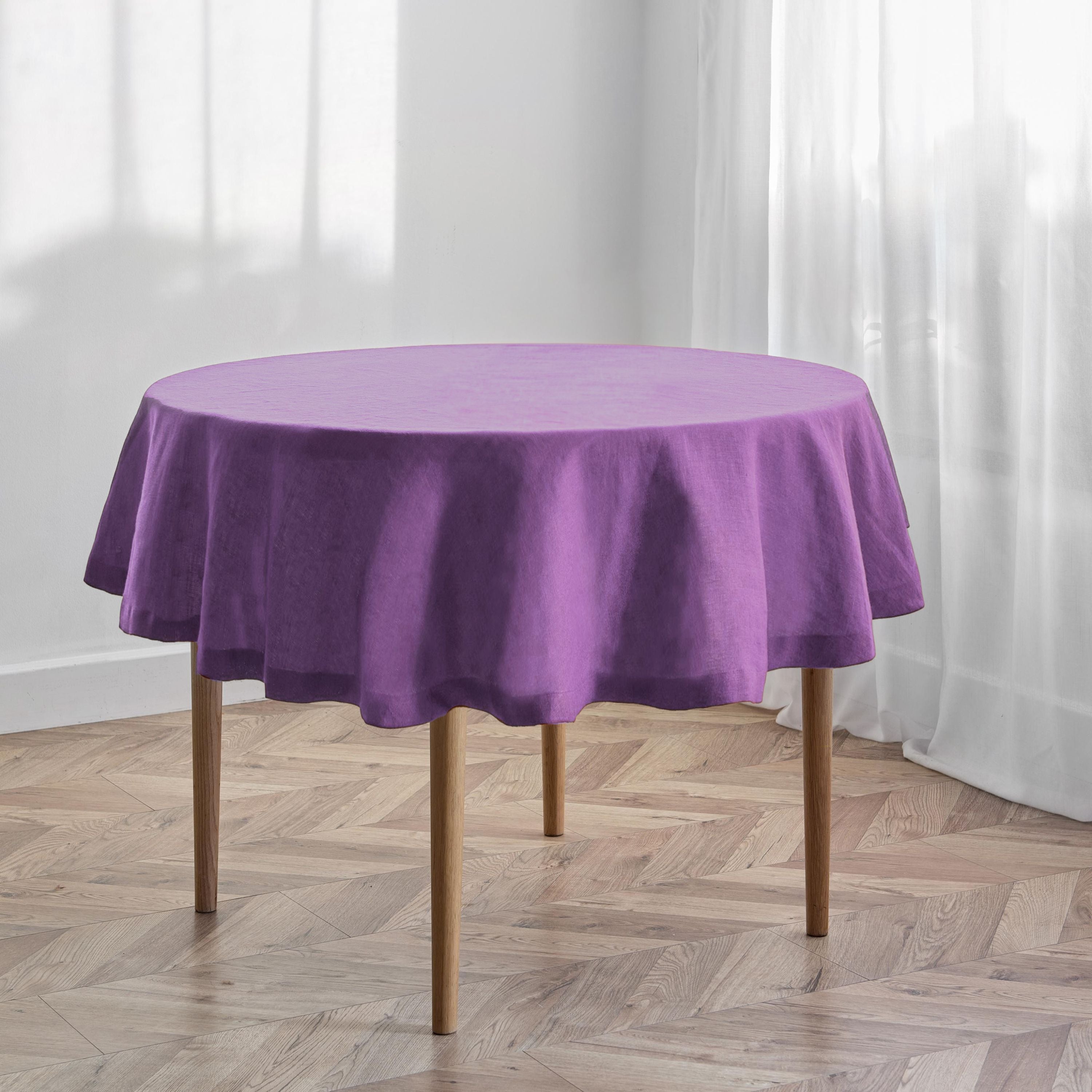 Mauve Linen Round Tablecloth