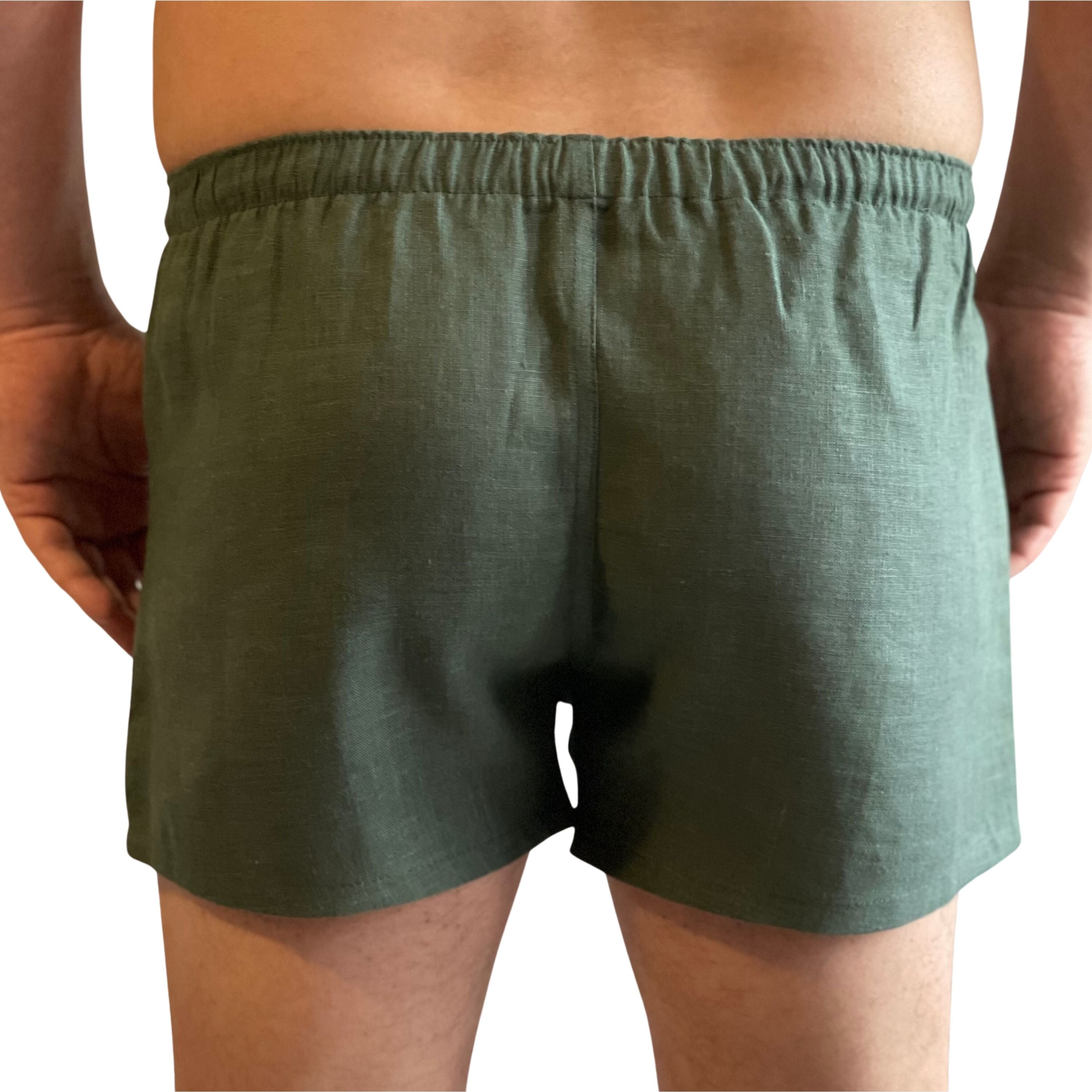 Air-Permeable Forest Green Men’s Linen Underwear