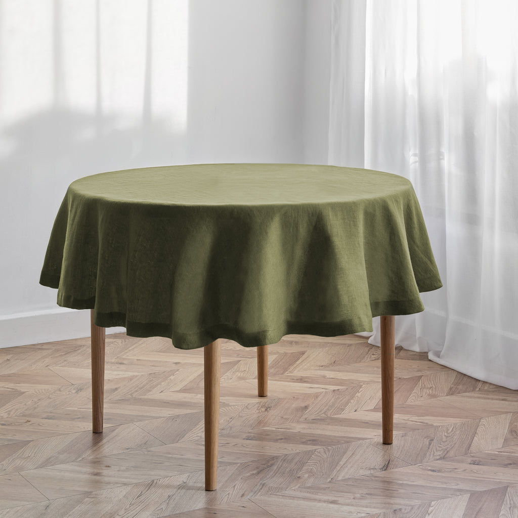 Dark Olive Round Tablecloth