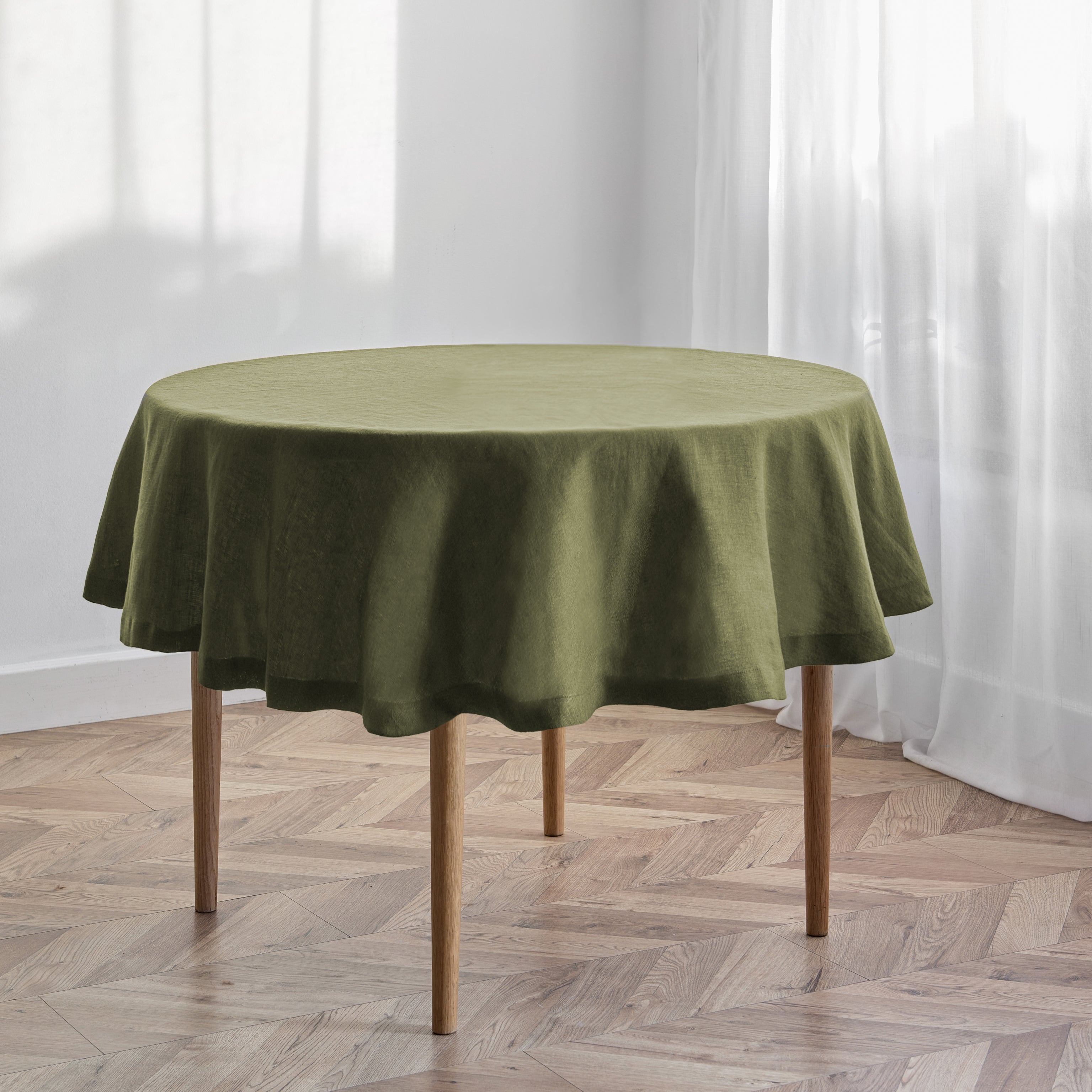 Dark Olive Round Tablecloth