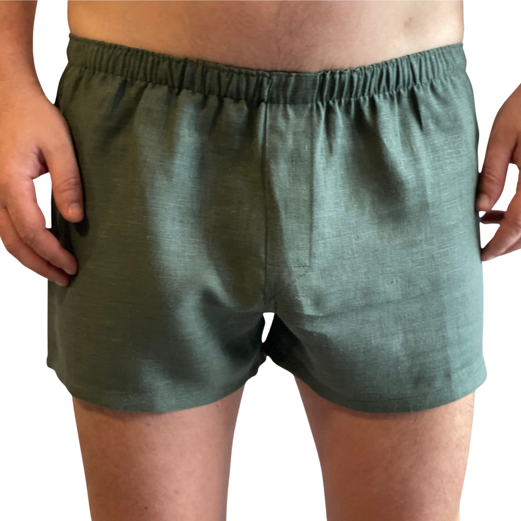 Air-Permeable Forest Green Men’s Linen Underwear