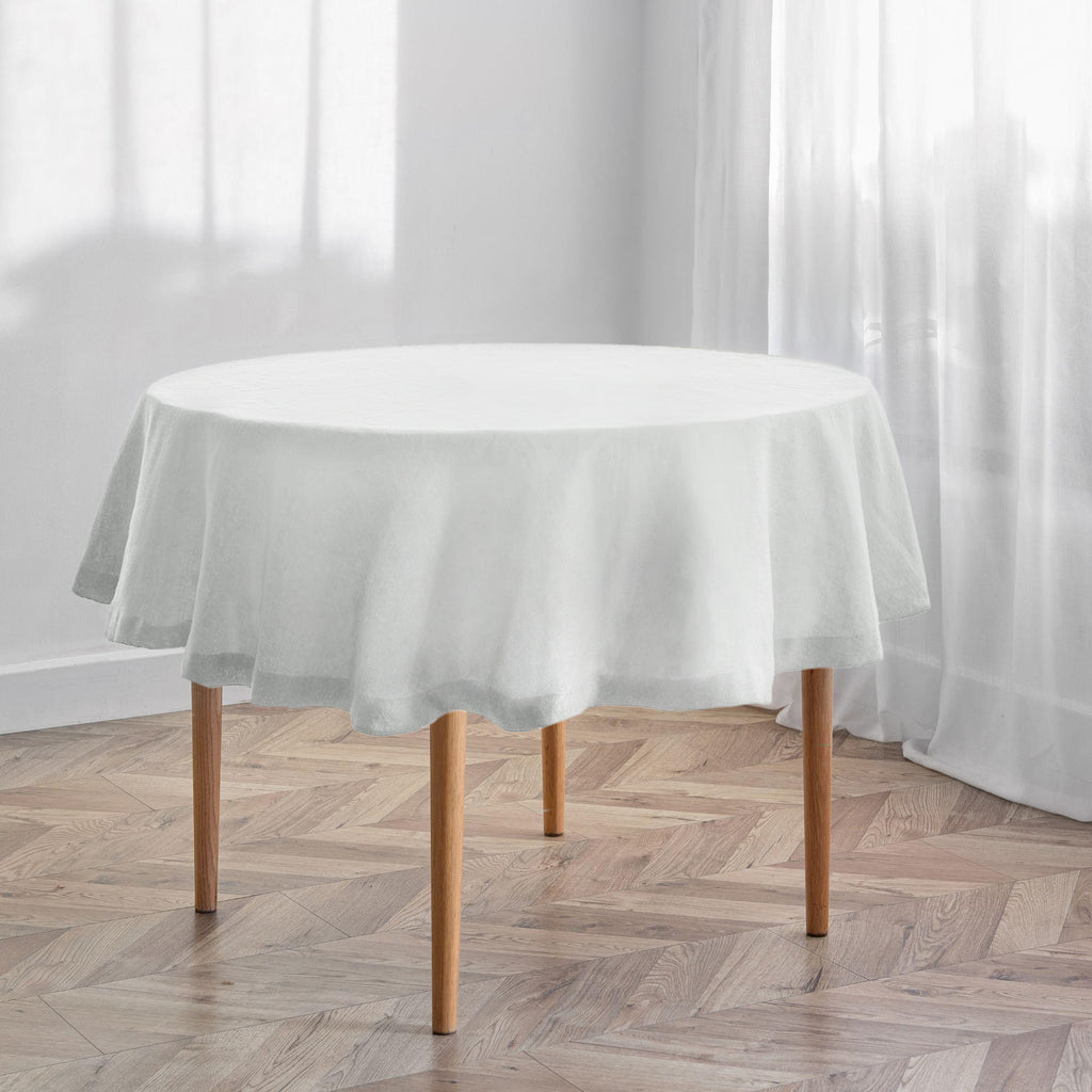 White Linen Round Tablecloth