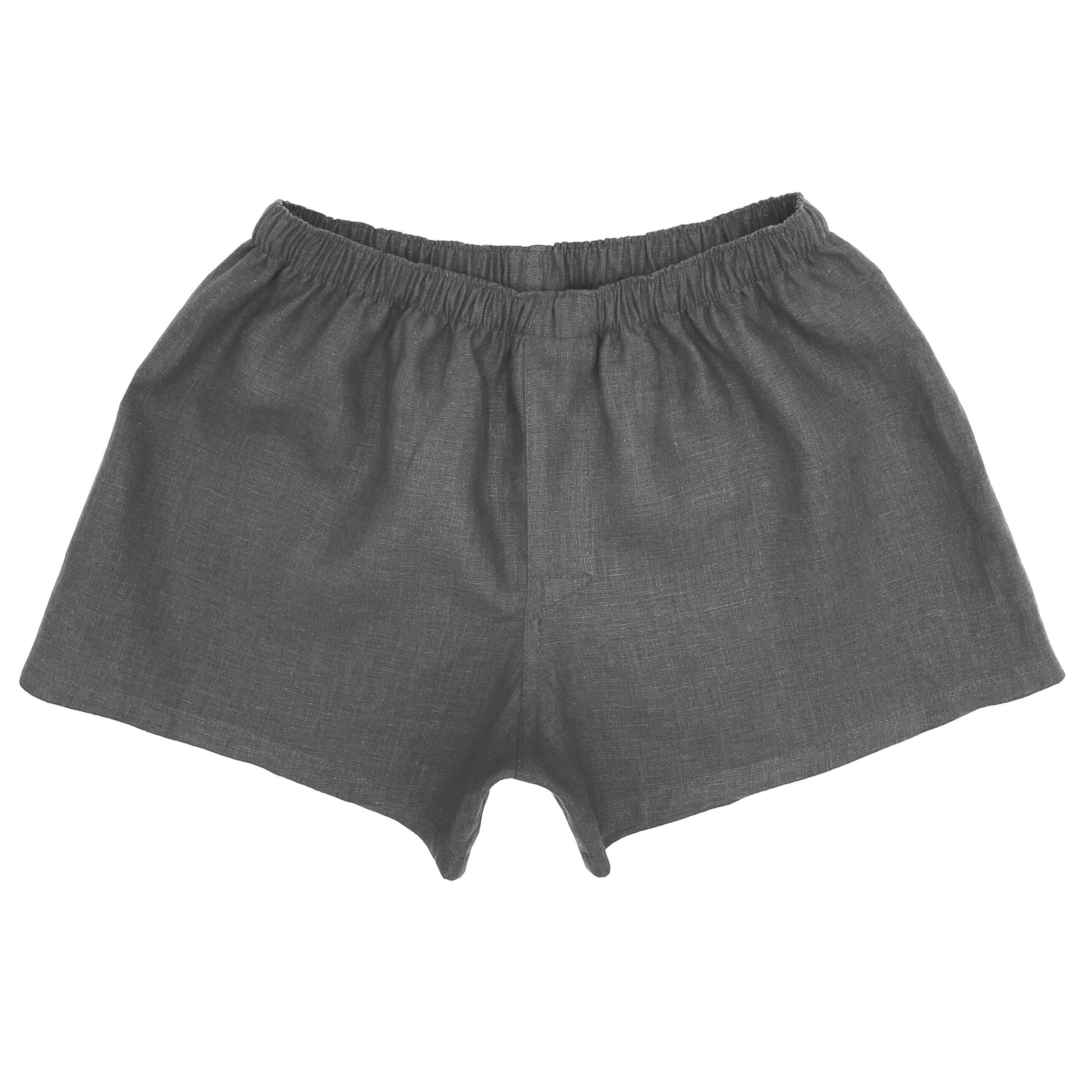 Wash-Stable Charcoal Gray Mens Linen Boxer Shorts