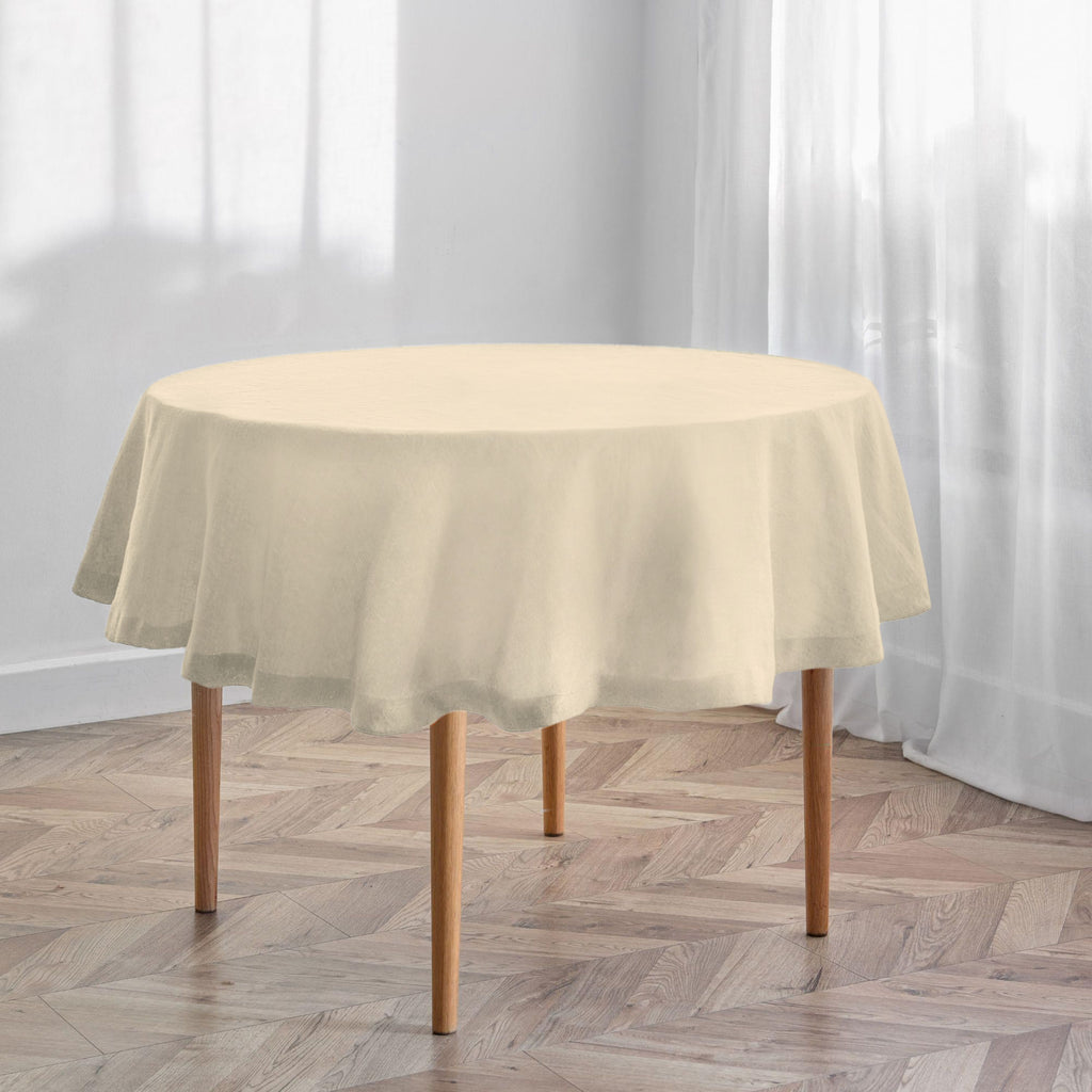 Ivory Round Linen Tablecloth