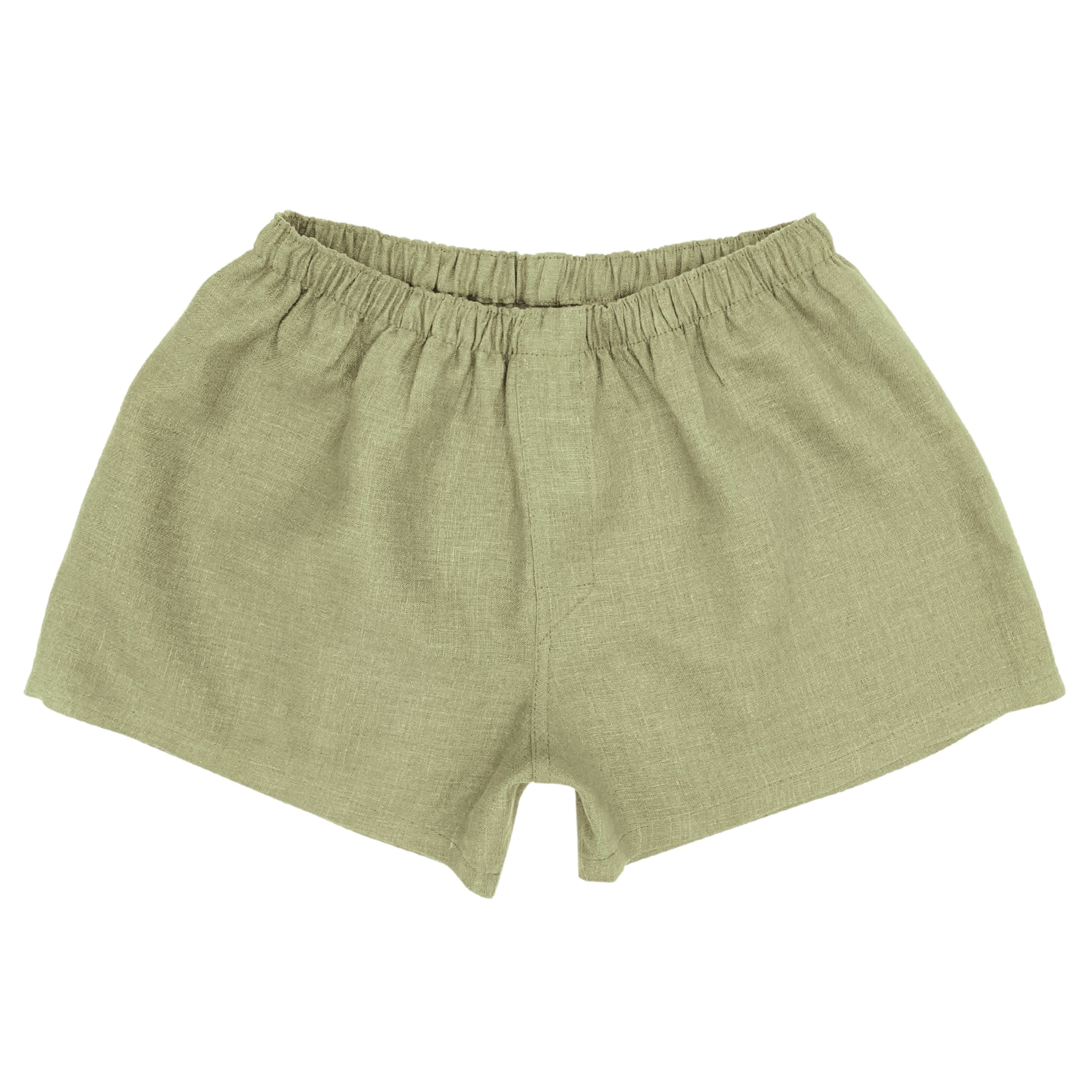 Women`s Light Olive Linen Boxer Shorts