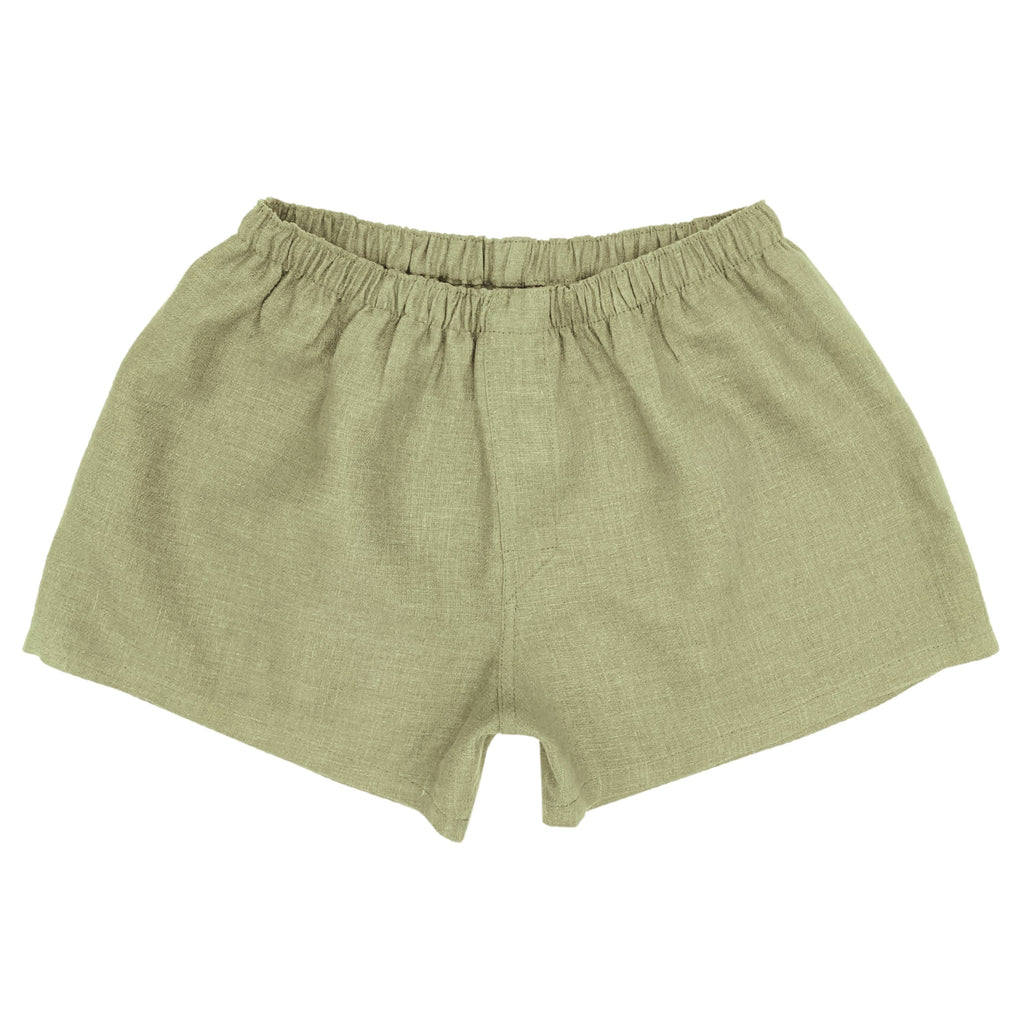 Skin-Friendly Light Olive Mens Linen Boxer Shorts