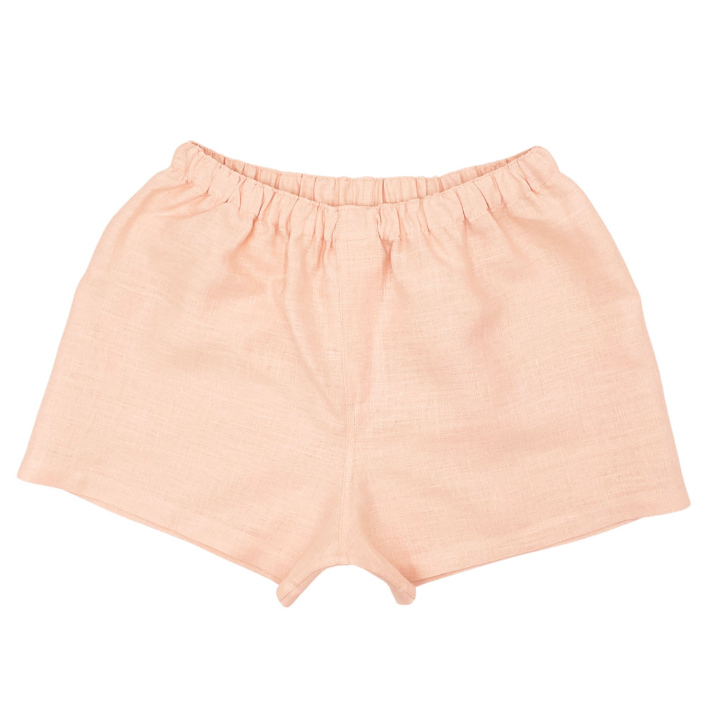 Women`s Peach Linen Boxer Shorts