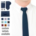 Linen navy blue (midnight/dark navy) necktie