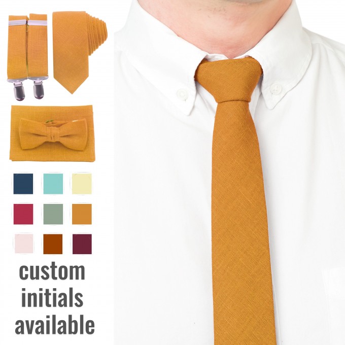 Linen mustard (marigold) necktie