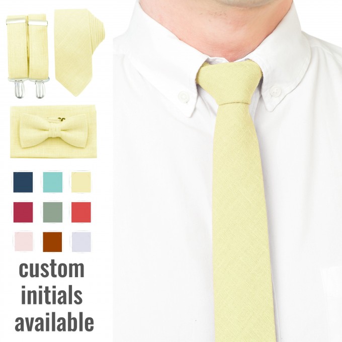 Linen light yellow (canary/daffodil) ties14