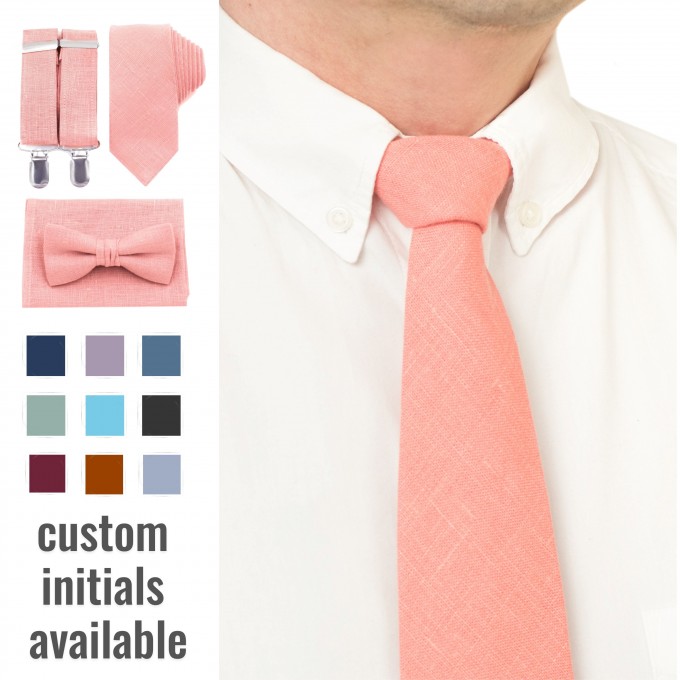 Linen coral (parfait) necktie