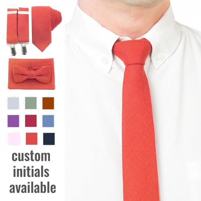 Linen burnt orange (sienna) necktie