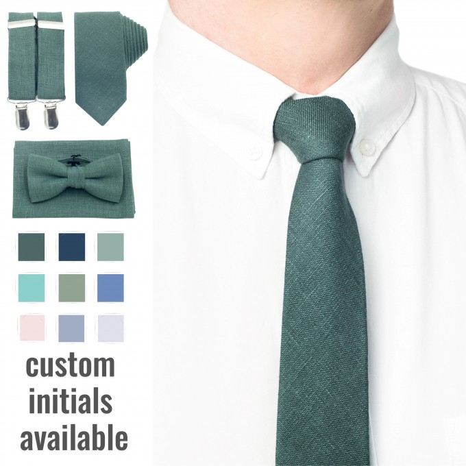 Linen forest green (hunter green) tie