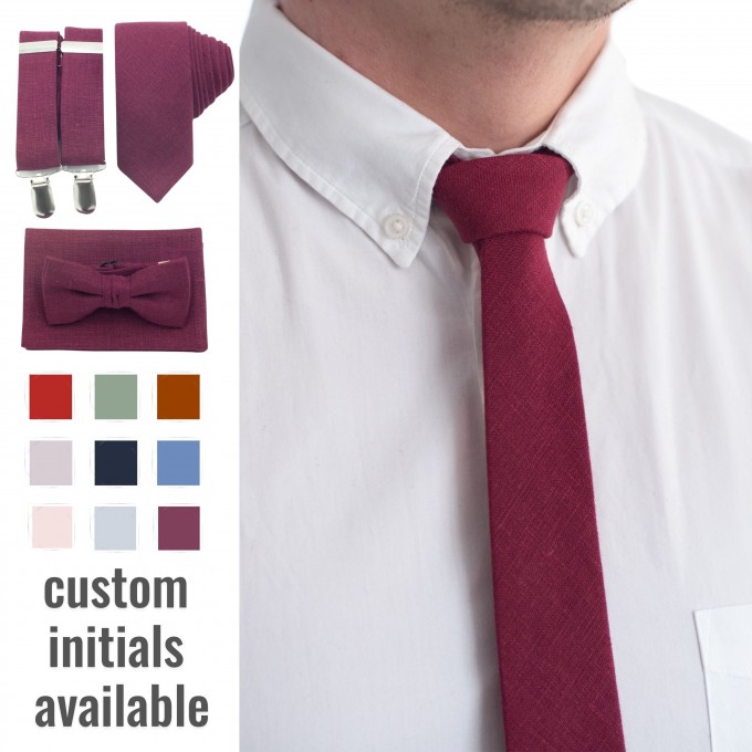 Linen burgundy (wine/cabernet) tie