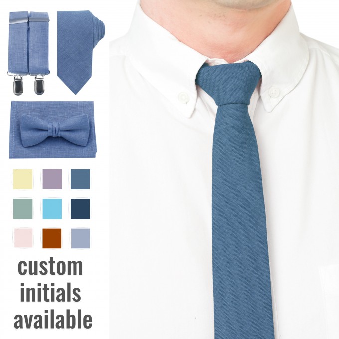 Linen steel blue neck ties7