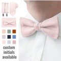 Linen petal pink bow tie