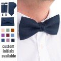 Linen navy blue (midnight/dark navy) bowtie