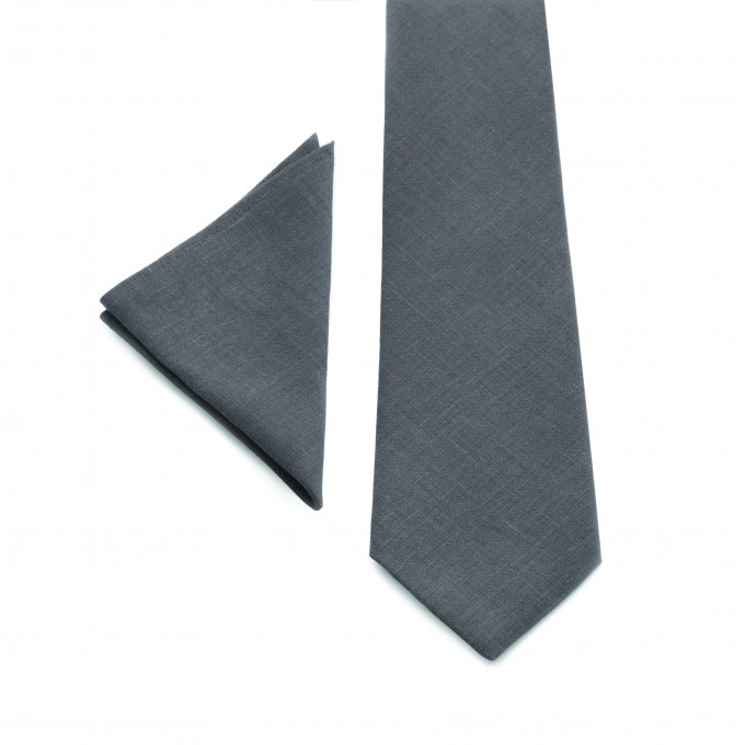 Charcoal gray (pewter/steel gray) necktie and suspenders