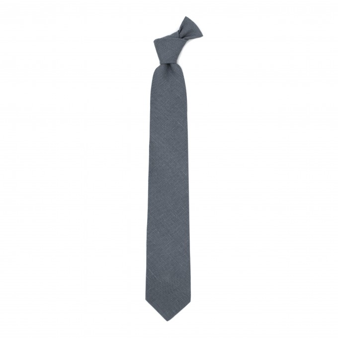 Linen charcoal gray (pewter/steel gray) necktie