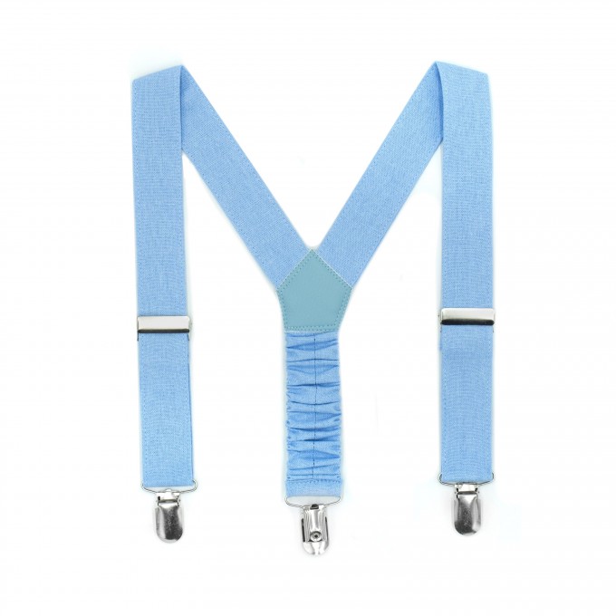 Linen light blue (ice blue) tie and suspenders