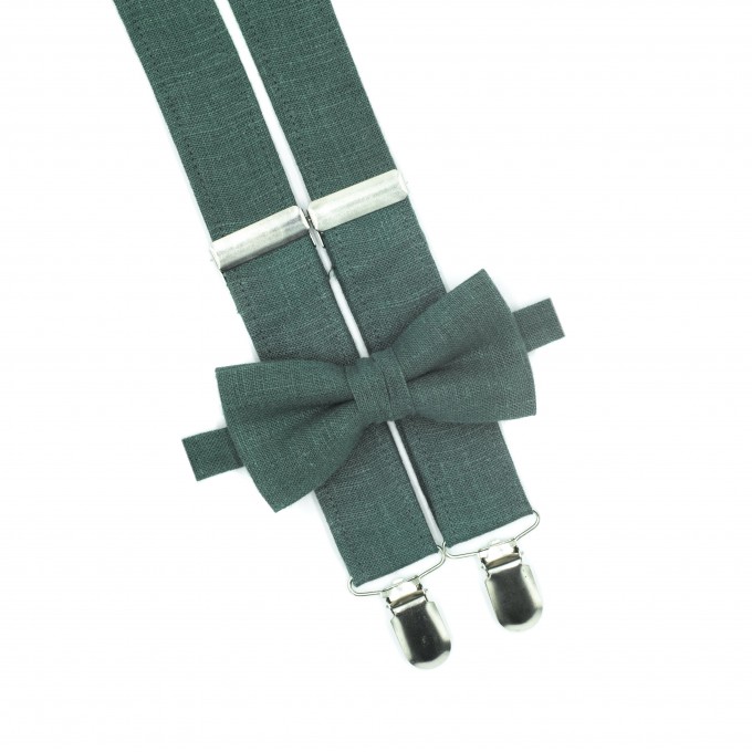 Linen forest green ties and pocket squares