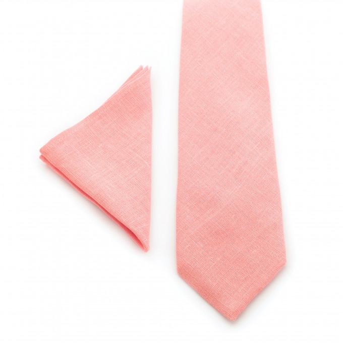 Linen coral (parfait) necktie