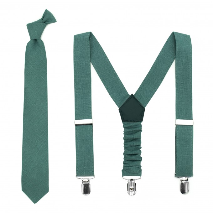 Linen forest green (hunter green) tie