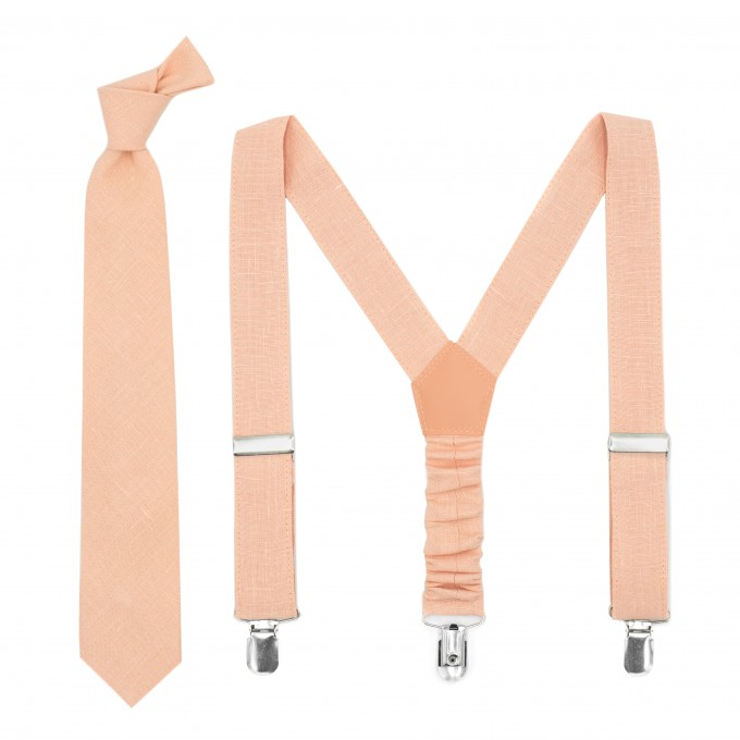 Linen peach (bellini) tie and pocket square