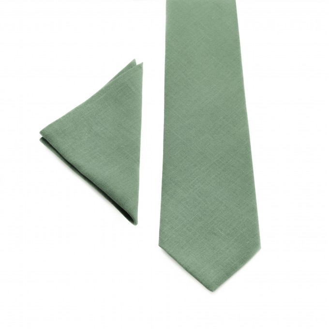 Sage green necktie and suspenders