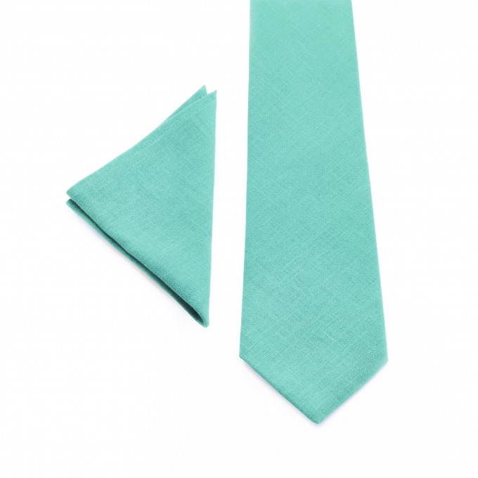 Linen mint (spa) bow tie and pocket square