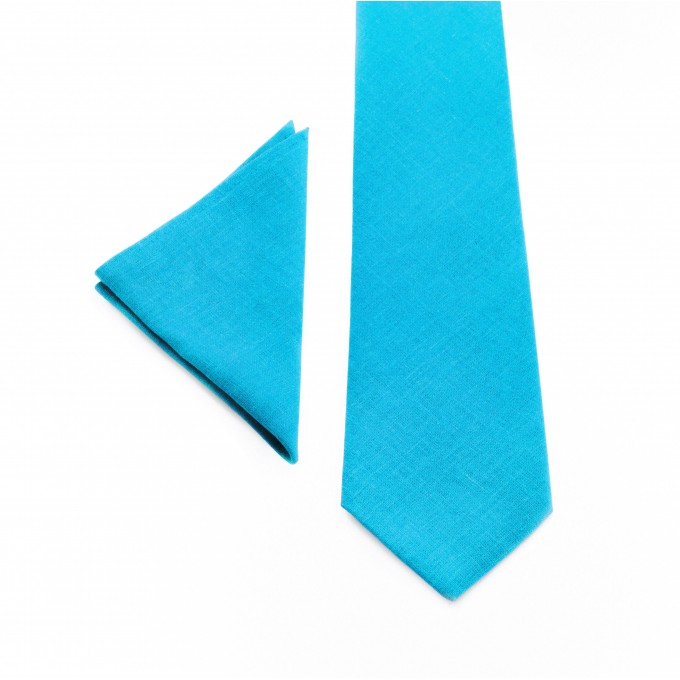 Turquoise (malibu) neck tie and suspenders