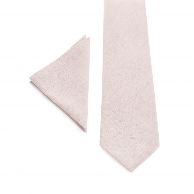 Linen petal pink bow tie and suspenders